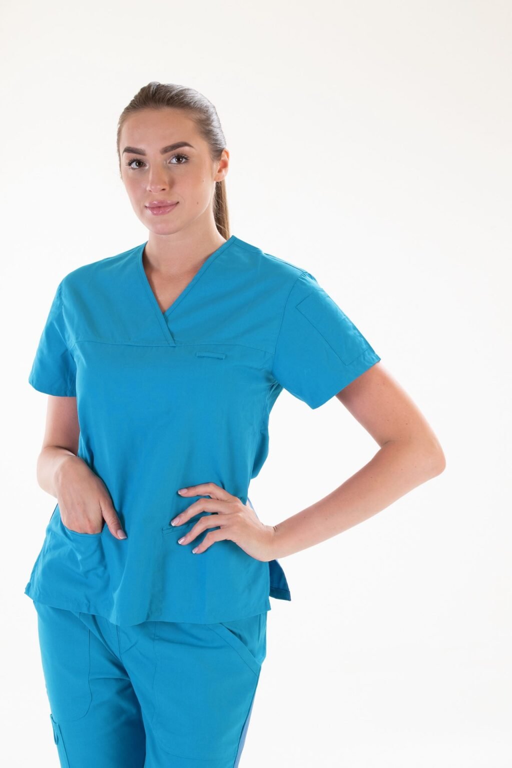 Women'S Solid Scrub Tops Australia Turquoise Blue Aaron & Smith