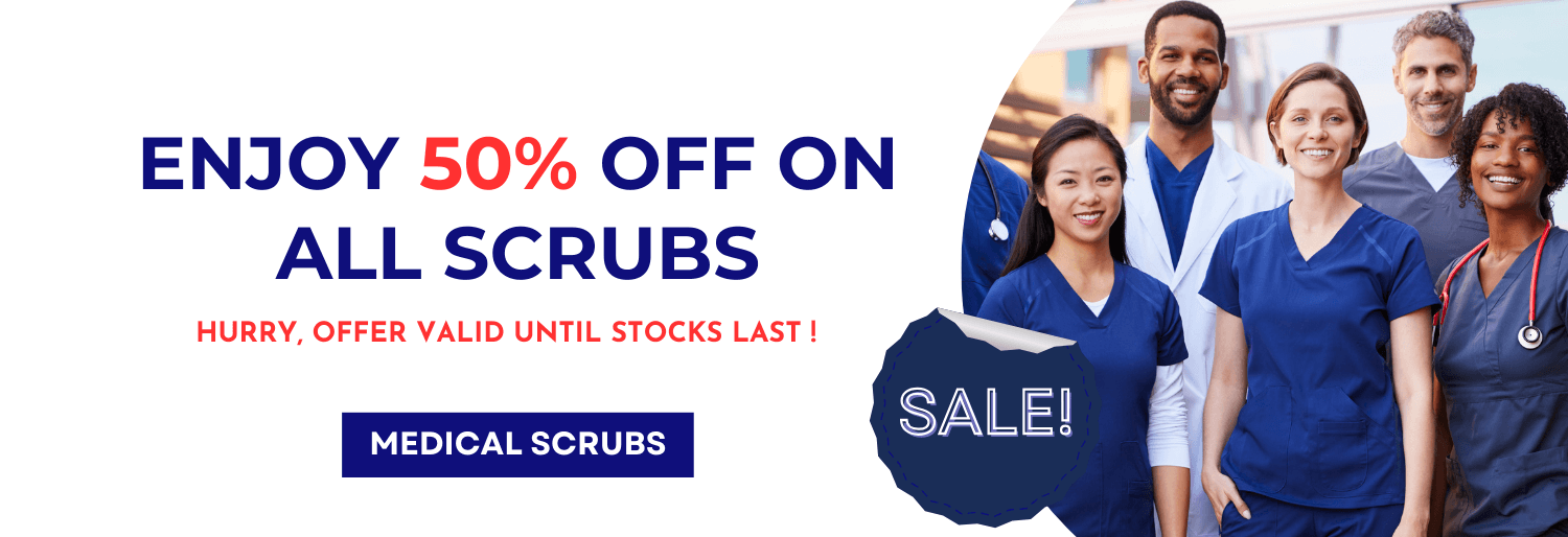 50% off on all scrubs